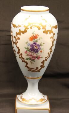 Antique Limoges France Porcelain Vase Light Blue Gold Gilt Hand Painted Urn